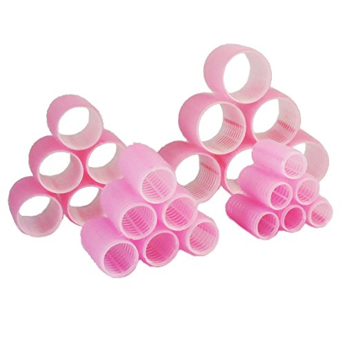 ViVo © 24 x Plastic Hair Rollers Curlers Pink Small Medium Large Jumbo 20mm-55mm Pack Set