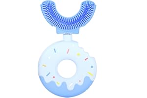 JAWSEU Spazzolino da Denti a Forma di U per Bambini, Spazzolino Bambini in Silicone, per bambini morbidi per pulizia a 360°, con Manico a Ciambella, Spazzolini Manuale per Neonato 2-12 Anni