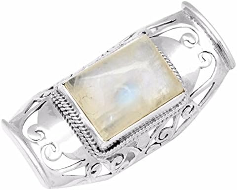 30cts.Huge Rainbow Moon Stone Ring Solid 925 Sterling Silver Jewellery IR37247