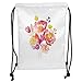 Produktbild Icndpshorts Drawstring Backpacks Bags,Pastel,Watercolor Bouquet of Roses Romantic Artistic Corsage Design Bridal Wedding Flora,Multicolor Soft Satin,5 Liter Capacity,Adjustable String Closure,