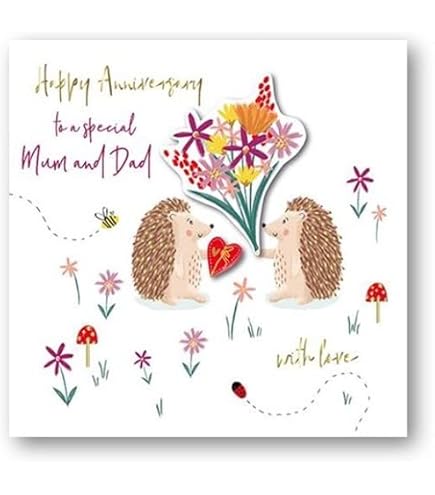 Paperlink Geburtstagskarte Für Mama & Papa – Happy Anniversary, Goldfolie, 15,3x20,3 Cm, Woodland Wonders