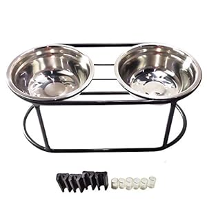 E-harvest Comedero Doble Metálico con Base Elevada,Comedero Doble de Acero Inoxidable para Perros,Soporte Resistente con pies Antideslizantes,cómodo para Mascotas pequeñas, Grandes y Altas. (S)