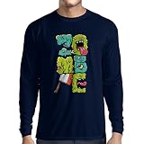 Camiseta de manga larga Zombi regalo del friki idea para un regalo inusual (Medium Azul Multicolor)