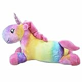 KiKa Monkey Einhorn Rainbow Flanell Spielzeug weichen weichen Tierform Kissen Luxus Schlafsaal Dekorationen (Regenbogen-60cm)