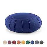Lotuscrafts Zafu Meditationskissen Yogakissen Zen - Sitzhöhe 15cm - Yoga Zafukissen mit Dinkelfüllung - Waschbarer Bezug aus Bio-Baumwolle - GOTS Zertifiziert (Himmelblau)