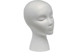 CUCUFA Woman Mannequin Styrofoam Foam Manikin Head Model Wig Glasses Hat Display Stand