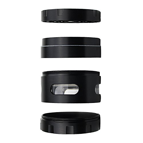LIHAO Grinder 4tlg Crusher für Tabak Kräuter Gewürze Transparent Schwarz [Lebenslange Garantie] - 5