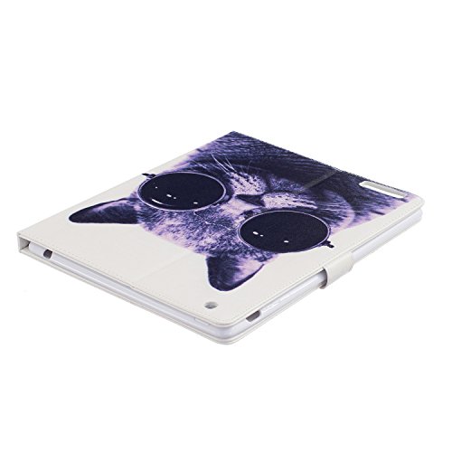 iPad 2 iPad 3 iPad 4 Hülle, DEENOR Bunt Painting und Stilvoll Brieftasche Tasche PU Leder Flip Protective Stand Tasche Schutzhülle Hülle für Apple iPad 2 iPad 3 iPad 4 Generation.[Glasses Cat] - 5