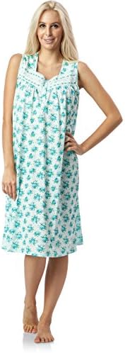 Casual Nights Women's Fancy Lace Trim Sleeveless Nightgown - Floral/Green - X-Large