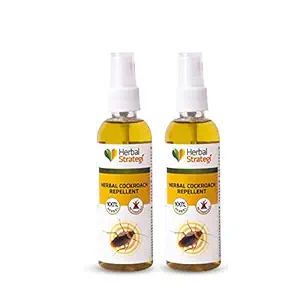 Herbal Strategi  JustOut Cockroach Repellent | Room Spray | Completely Herbal | Cockroach Repellent Spray | Made with Lemongrass, Cedarwood & Neem| Eco-friendly & Biodegradable | Irritant-Free, Chemical-Free |Baby-Safe, Skin-Safe, Plant-Safe | 100mL | Pack Of 2