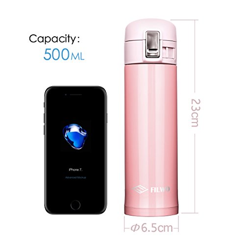 Trinkflasche Wasserflasche FILWO Edelstahl Sportflasche mit Isoliertem Doppelwand Vakuum, Ein-handed Öffnen und Trinken, Kalt 24 Stunden/Heiß 12 Stunden, Ideal für Camping, Radfahren, Fitnessraum, Sport Thermosflasche/Isolierflasche-500ML - 7