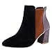 Produktbild Halbschaft Stiefel Damen,Elecenty Frauen Patchwork Stiefeletten Elegante Kurzschaft Blockabsatz Wildleder Spitzschuh 7cm High Heels Boots