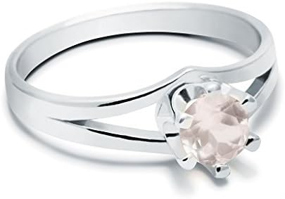 Natural Rose Quartz Gemstone Ring - SIZE: N (inner diameter 19mm) 2g 925 Sterling Silver