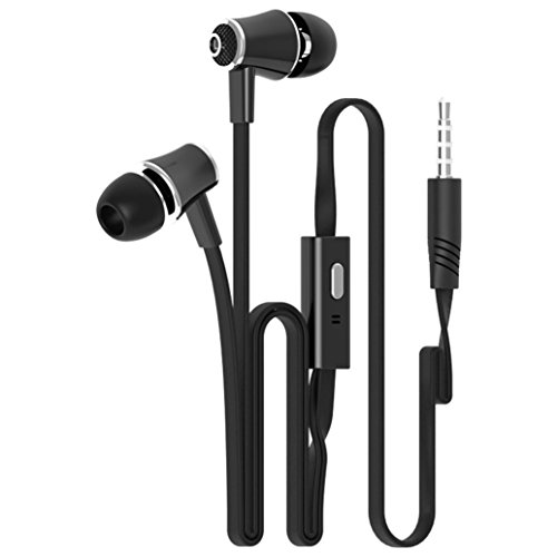 Tefamore Auriculares Estéreo De 3.5mm Con Micrófono En-Oído Para Teléfono Móvil (Negro)