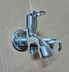 Bath Guru Stainless Steel Two Way 2 in One Bib Cock Tap for Bathroom Kitchen (Chrome, Fusion)