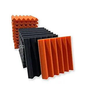 MMT Acoustix Aerial Acoustic Foam 1x1 Feet Set Of 18 (Orange + Black)