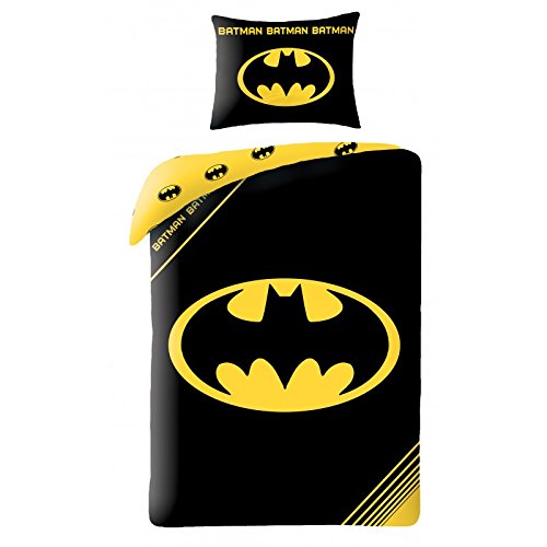 Batman-Wendebettwsche-100-Baumwolle--Bettbezug-140-x-200-cm-Kissenbezug