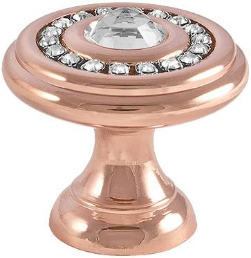 DecoUnique Pull Knob With Swarovski Crystal, 25mm by 28mm, Rose Gold, 790 RG