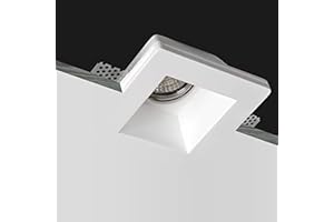 Eurekaled - Portafaretto in Gesso CERAMICO Quadrato profondo da Incasso per Controsoffitti con alette regolabili