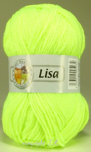 Lisa Strickgarn Schulgarn Strick-Wolle Bastelgarn 100 % Acryl - Farbe neon-gelb_27