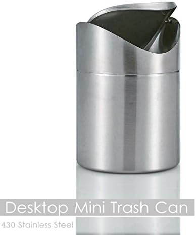 Recycling Trash Can, Joysoul Fashion Mini Brushed Stainless Steel Wave Cover Counter Top Trash Can Garbage Bin Perfect for the Kitchen Bathroom Office Use