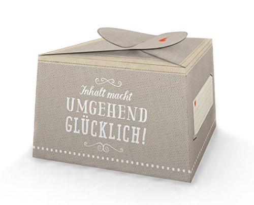 10 kleine Pralinenschachteln, Kartonagen, Kuchenschachteln zum selbst Befüllen: Schön, dass du da bist – für Macarons, Mini Cupcakes, Pralinen, Muffins, Glückskekse oder Gastgeschenke Hochzeit, Grau- und Beigetöne, Herz - 2