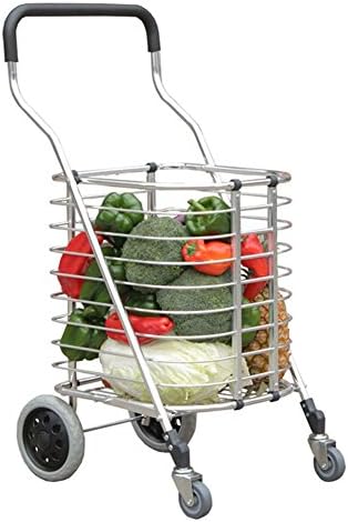 ZGL Trolley Shopping Cart Fold Small Cart Portable Trailer Aluminum Alloy Trolley Home Basket Car Hand Car (Color : With cover)