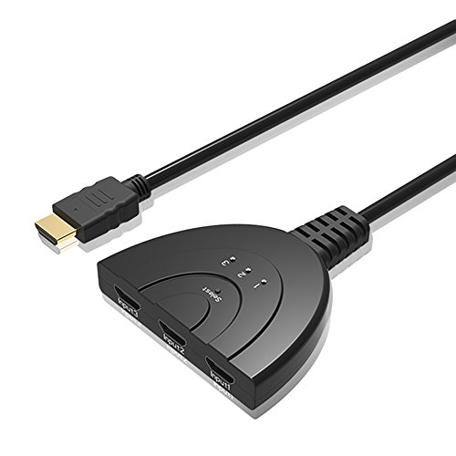 Tikitaka HDMI Hub 3 Port1080p 3D-HDMI-Umschalter Schalter-Teiler-Naben mit Kabel für PC-TV HDTV DVD PS3 Xbox 360 Kabelbox