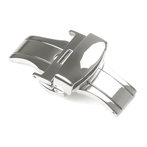 Preisvergleich Produktbild OUMOSI Schmetterlings-Faltschließe, Edelstahl, 12 - 24 mm, silber, 22 mm