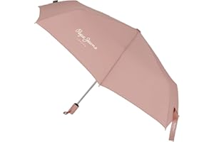 Pepe Jeans Macy Ombrello Pieghevole Rosa Poliestere con Bastone in Alluminio, Rosa, Ombrello