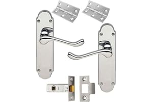 ZOO HARDWARE DISCOUNT HARDWARE UK Set Shaped Scroll Door Handles with Hinges and Latch - Polished Chrome