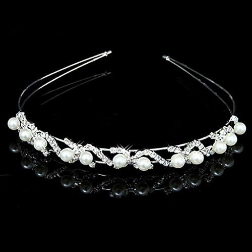 Wedding Bridal Flower Girls Kids Crystal Pearl Hair Band Headband Tiara