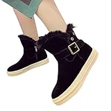 TianWlio Stiefel Frauen Herbst Winter Schuhe Stiefeletten Boots Leopard Warme Stiefel Schneestiefel Schnalle Riemen Flach mit Baumwoll Schuhen Schwarz 40