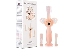 KCR SOYAR Brosse à dents pour bébé et anneau de dentition pacifier ,Pour le nettoyage des dents de bébé et les douleurs de dentition, silicone facile à nettoyer, adapté pour 6-36 mois bébé (couleur gelée)