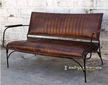 GELUSA N Sofá de Cuero Original 2 plazas Retro Vintage. Asiento de Espera