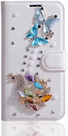 HTC U11 Life Wallet Case, HTC U11 Life Diamond Case, Lifetrut Crystal Design 3D Handmade Bling Diamond PU Leather Flip Wallet Stand Case Glitter Magnetic Closure Anti-Scratch Full-body Protective Case for HTC U11 Life [Butterflies 06]