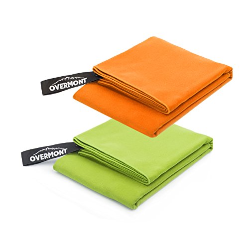 Preisvergleich Produktbild Overmont 2x Leicht Saugfähig Mikrofaser schnelltrocknend Handtuch Sporthandtuch Reisehandtuch für Sport Reisen Strand Fitnessraum Yoga Schwimmen Camping Wandern Radfahren M(110x50cm)