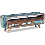 【Multifuncional】Este elegante, anticuado, reciclado gabinete de televisión es conveniente y tiene un montón de espacio de almacenamiento gracias a los grandes cajones y estantes. Con su aspecto único, será una gran contribución para su sala de estar o dormitorio. La mesa también se puede utilizar como un aparador, una mesa baja, un armario auxiliar y un armario de cajones, etc.