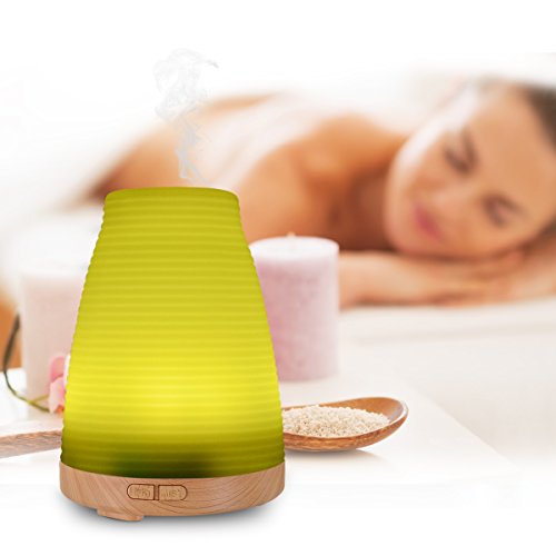 Aroma Diffuser Öl Duftzerstäuber Luftbefeuchter, ELEGIANT 100ML Mini Multifunktion Ultraschall Humidifier Aromatherapie Duft Diffuser Öl Diffusor Ultrasonic Aromatherapy Spray Dust +Stimmungslicht Nachtlicht mit 7 LED Farbwechsel verschiedenfarbigem Licht Night Light Mute Colorful Lamp Light Atomization Nano-Atomization Technology sicher und leise Höhe 14cm für Schlafzimmer Kinderzimmer Wohnzimmer Schreibtisch Büro Konferenzraum Babies kinder Beauty-Salon Spa Yoga usw - 8