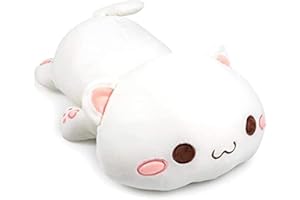 NatureMan Adorable chaton en peluche pour animal domestique - Oreiller en peluche doux pour enfants (blanc)