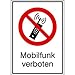 Produktbild Mobilfunk verboten Verbotsschild, selbstkl. Folie , Größe 13,10x18,50cm