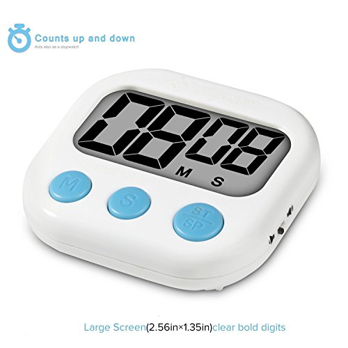Etekcity 2er Digitaler Küchentimer mit Stoppuhr und Großem LCD-Display, Lautstärkeregelung, Inkl. Batterien, Weiß - 4