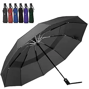 Umbrella - FOYAX Compact Travel Umbrella, Umbrellas for Men & Women - Windproof, Reinforced Canopy, Ergonomic Handle, 3 Fold with Auto Open/Close (Auto ON/Off Umbrella)