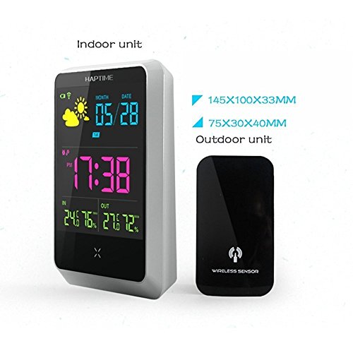 PowerLead Wireless Digital Wecker Wetterstation Tischuhr mit großer Nachtbeleuchtung LCD Bildschirm & Temperatur / Luftfeuchtigkeit / Vorhersage für Indoor / Outdoor - 5