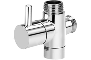 HATOOLHA Shower Diverter Valve Replacement, 3 Way T-Adapter Shut-Off Valve for Shower Head Arm Diverter, Round G3/4 Female Inlet x G1/2 & G3/4 Outlet