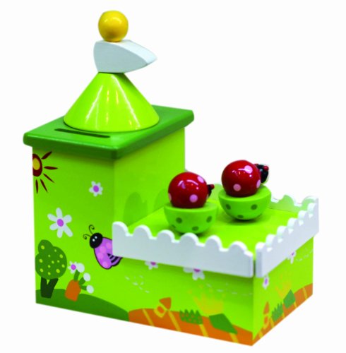 Preisvergleich Produktbild Musicboxworld Spardose, Holz, mit Spieluhr, Marienkäfer