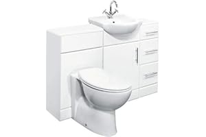 VeeBath Linx 1300 Vanity Unit Furniture Set, Wash Basin, WC,Toilet Pan, Soft Close Toilet Seat, Concealed Cistern, Bathroom 3 Drawer Storage Cabinet-White (Flat Pack)