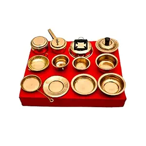 ZTC Brass Miniature Kitchen Toy Set for Girls, Handcrafted Beautiful Small Kitchen Bhatukali/Toy Set in Standard Size