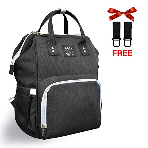 Sac de Change Cosy Angel Sac-à-Dos Tissu Oxford, Sac à Couches Bébé avec Crochet Poussette, Sac-à-Dos de Voyage Multifonction Imperméable Organisateur pour Parents (noir)