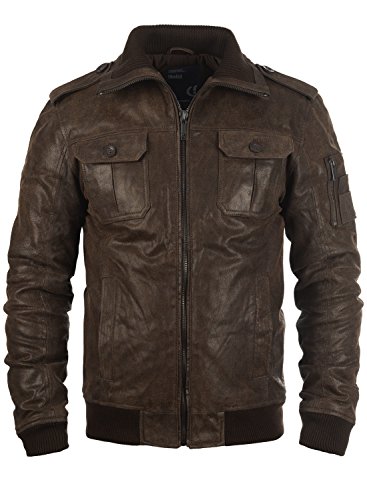 SOLID Fash Herren Lederjacke Echtleder Bikerjacke mit Stehkragen, Gre:L, Farbe:Tabacco (5050)